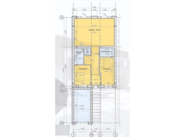 Таунхаус Family House: планировка 2-комнатной квартиры 127 м²