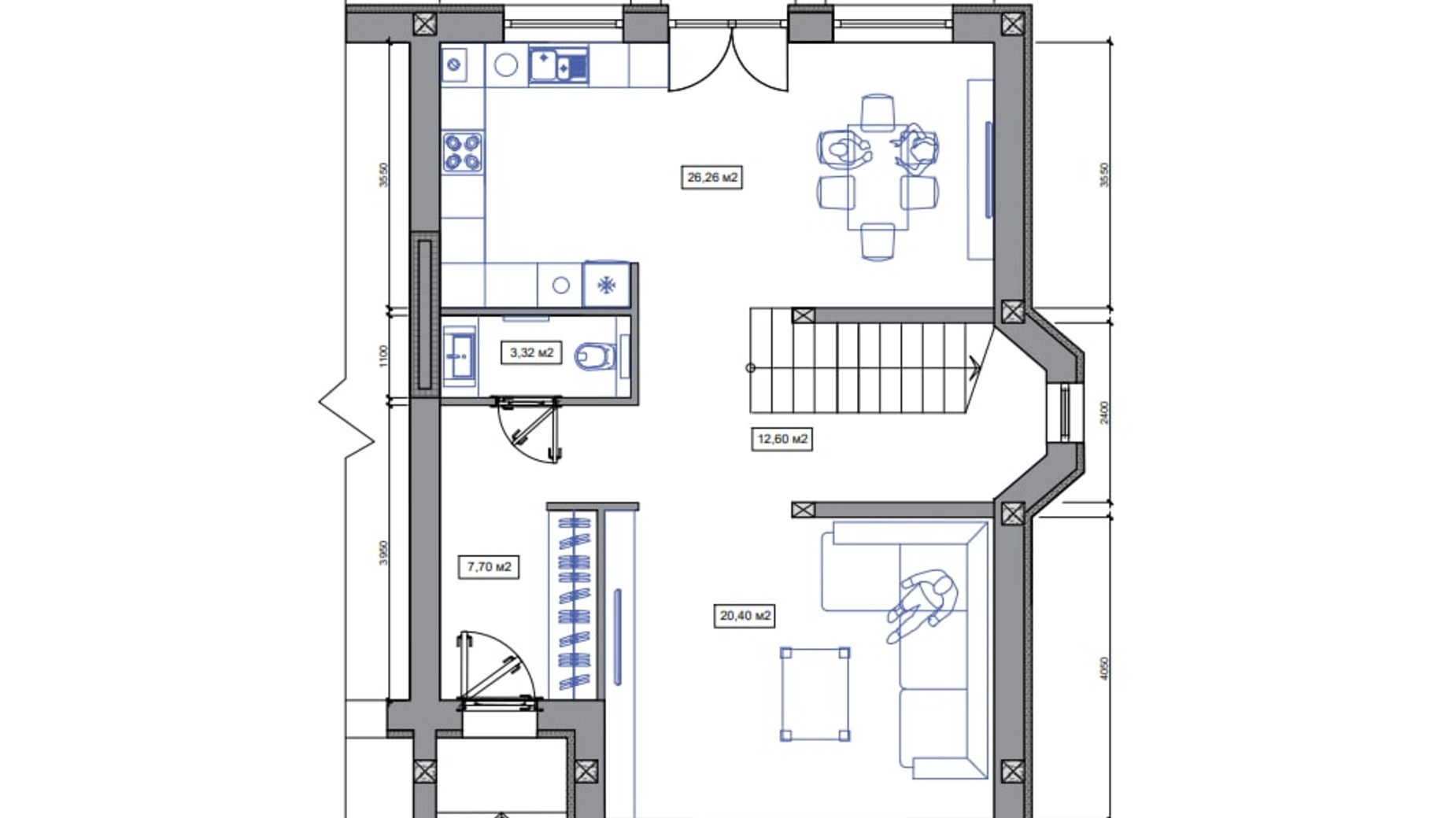 Планировка коттеджа в КГ Фонтан 145 м², фото 442798