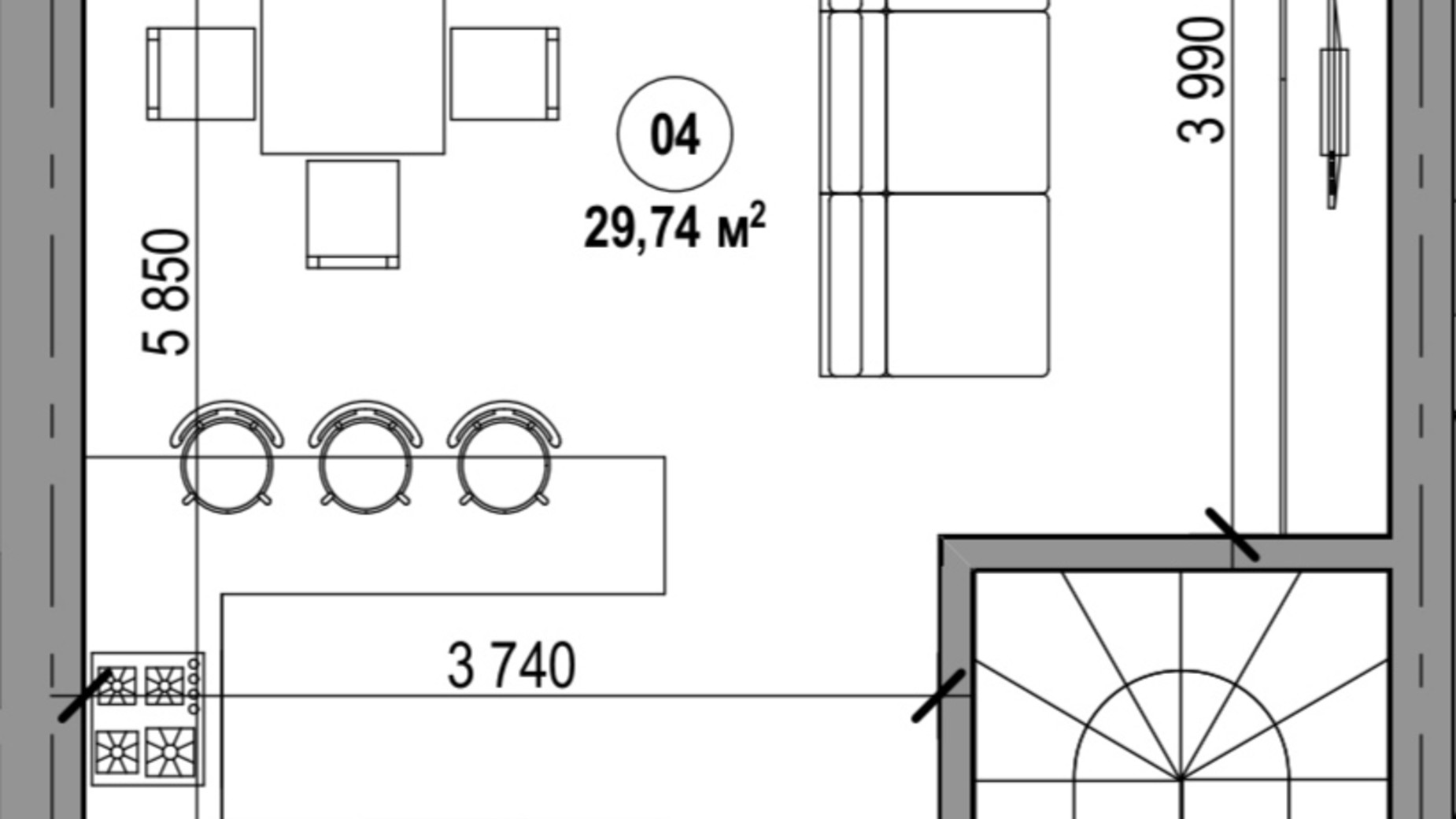 Планировка много­уровневой квартиры в ЖК ул. Котырло, 34 80 м², фото 442836