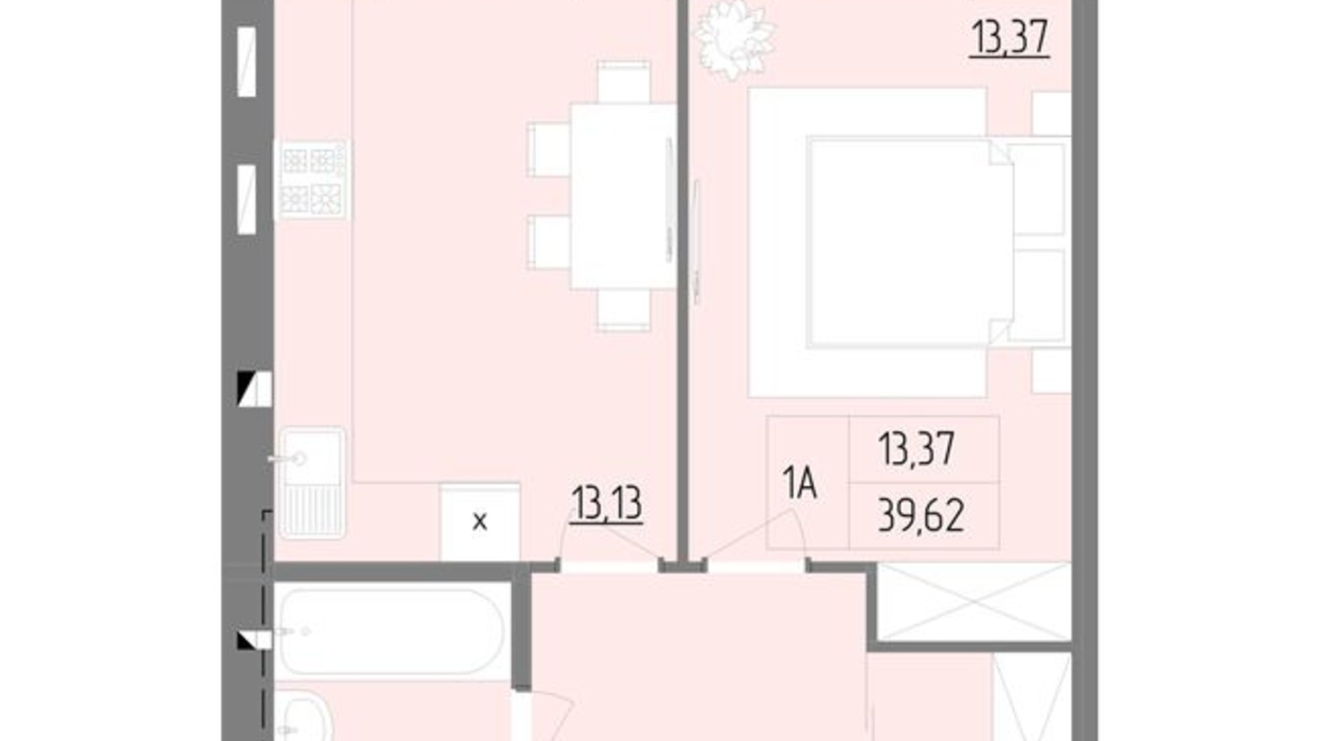 Планировка 1-комнатной квартиры в ЖК Синергия Color 39.62 м², фото 443258