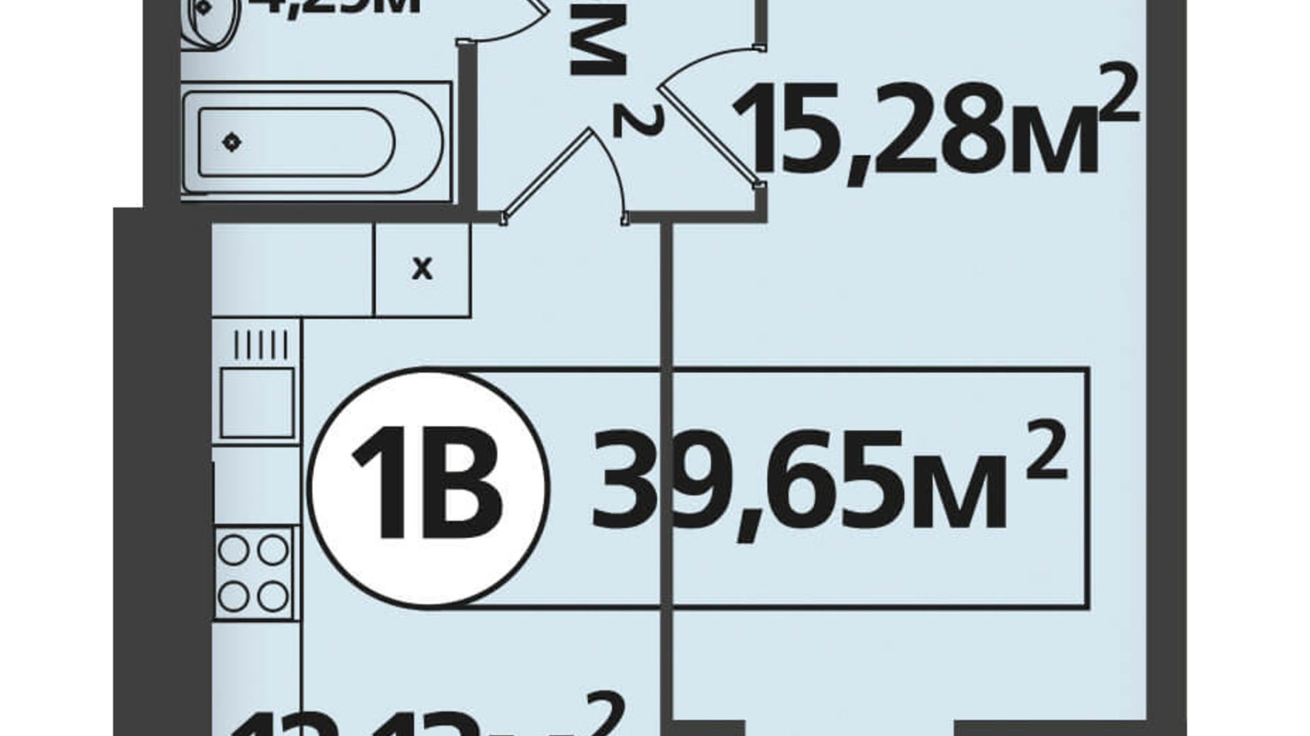 Планировка 1-комнатной квартиры в ЖК Life 39.65 м², фото 44500