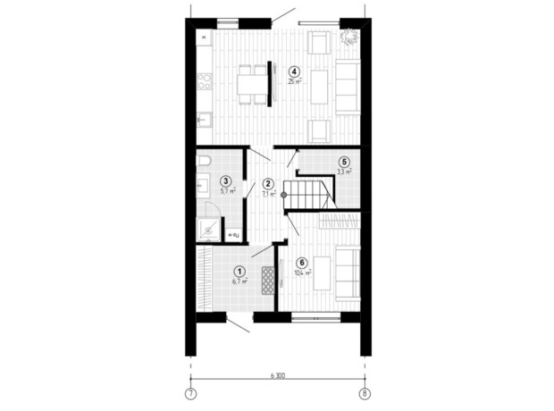 Таунхаус Козырная Семёрка: планировка 3-комнатной квартиры 118 м²