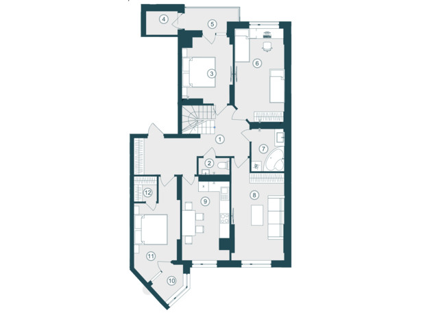 ЖК Skyfall: планування 4-кімнатної квартири 142.86 м²