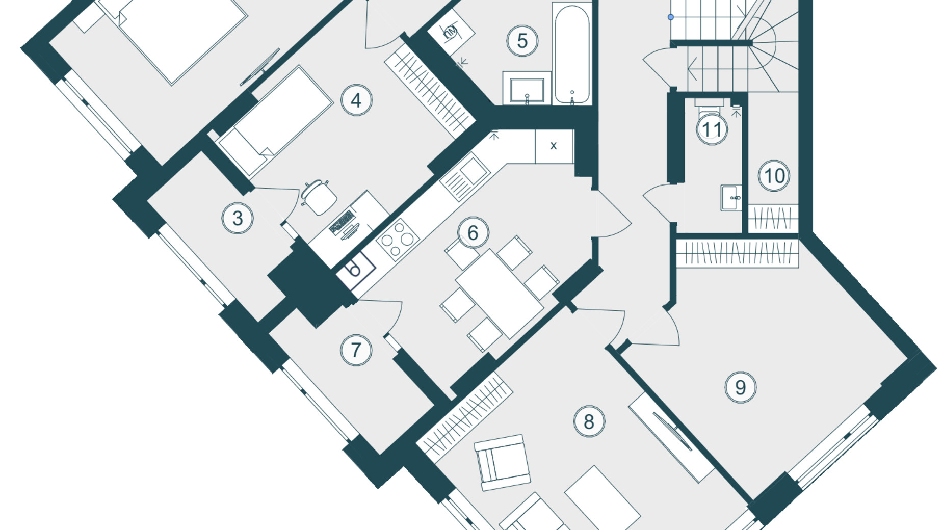 Планировка 4-комнатной квартиры в ЖК Skyfall 141.78 м², фото 445121