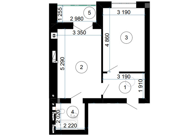 ЖК Сирецький Парк: планування 1-кімнатної квартири 47.8 м²
