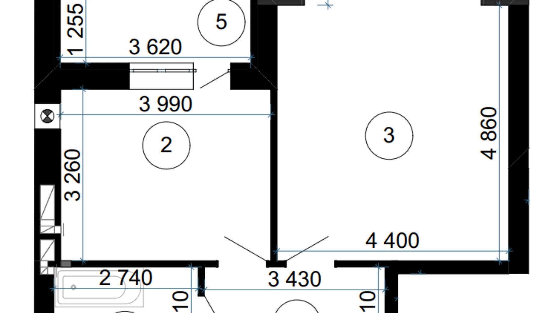 Планировка 1-комнатной квартиры в ЖК Сырецкий Парк 55.5 м², фото 445792