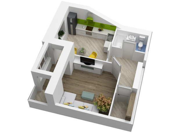 ЖК Золота підкова: планування 1-кімнатної квартири 45.71 м²