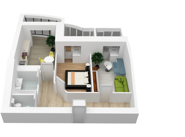 ЖК Золотая подкова: планировка 2-комнатной квартиры 67.2 м²