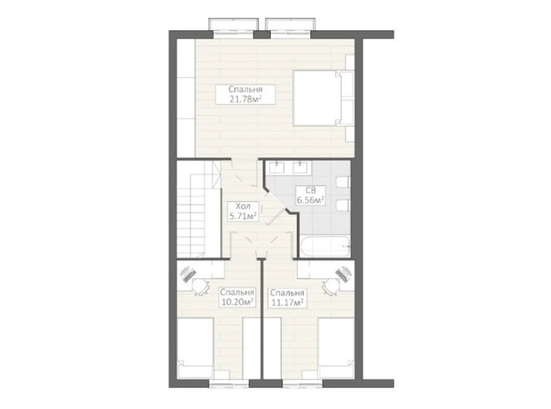 Таунхаус Городок Северный: планировка 3-комнатной квартиры 111.77 м²
