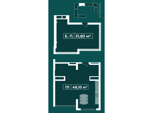ЖК HydroPark DeLuxe: планировка 1-комнатной квартиры 48.1 м²