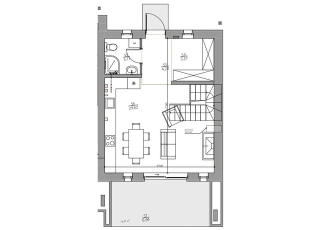 КГ YOND.City: планировка 3-комнатной квартиры 104.22 м²