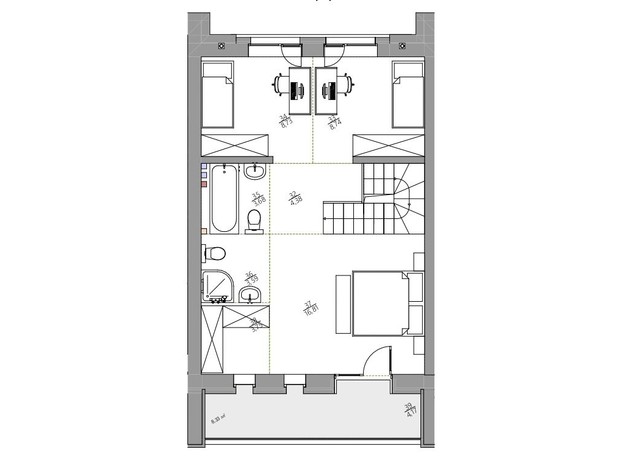 КГ YOND.City: планировка 3-комнатной квартиры 106.57 м²