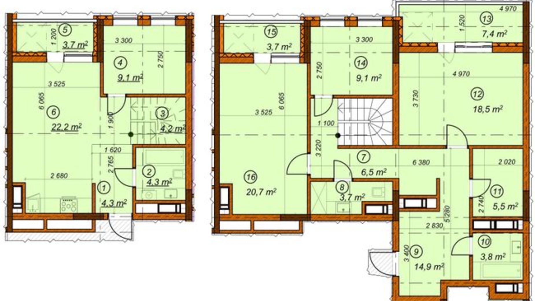 Планування 4-кімнатної квартири в ЖК 4 сезона 141.6 м², фото 449345