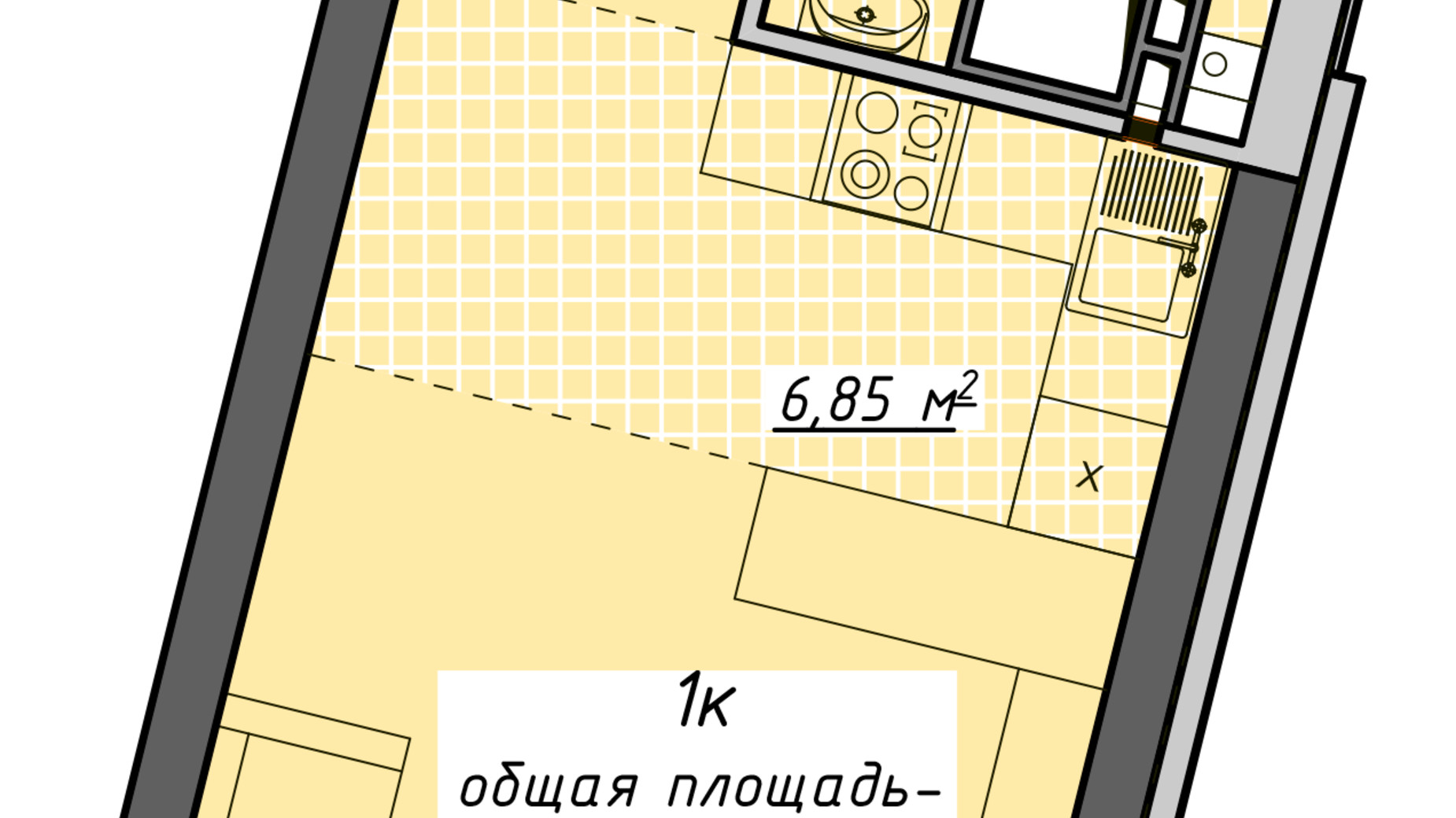 Планировка квартиры студии в ЖК Атмосфера 29.91 м², фото 449634
