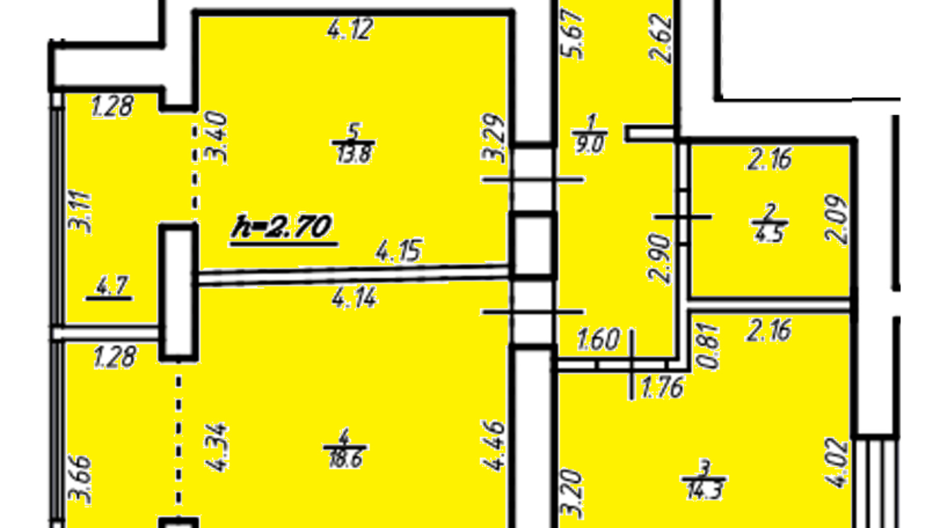 Планування 2-кімнатної квартири в ЖК Квартал Галицький 70 м², фото 449990