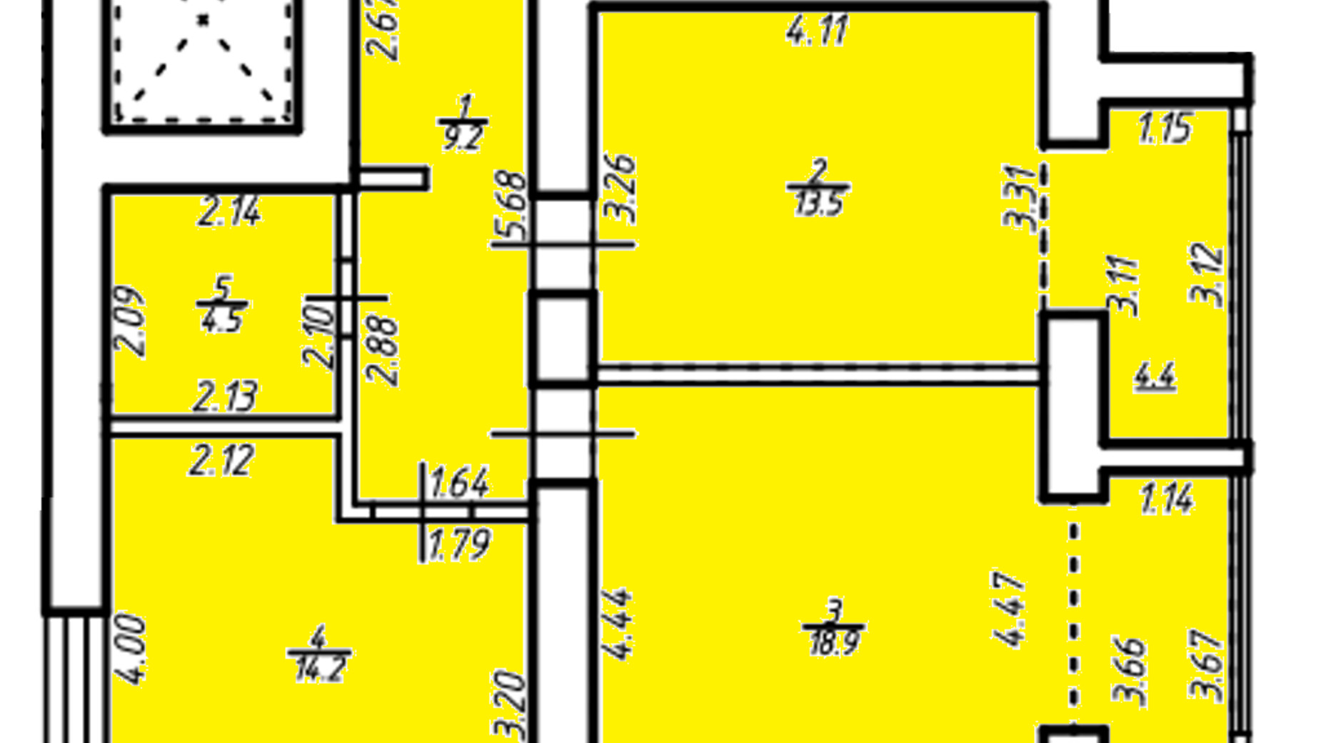 Планировка 2-комнатной квартиры в ЖК Квартал Галицкий 69.5 м², фото 450114