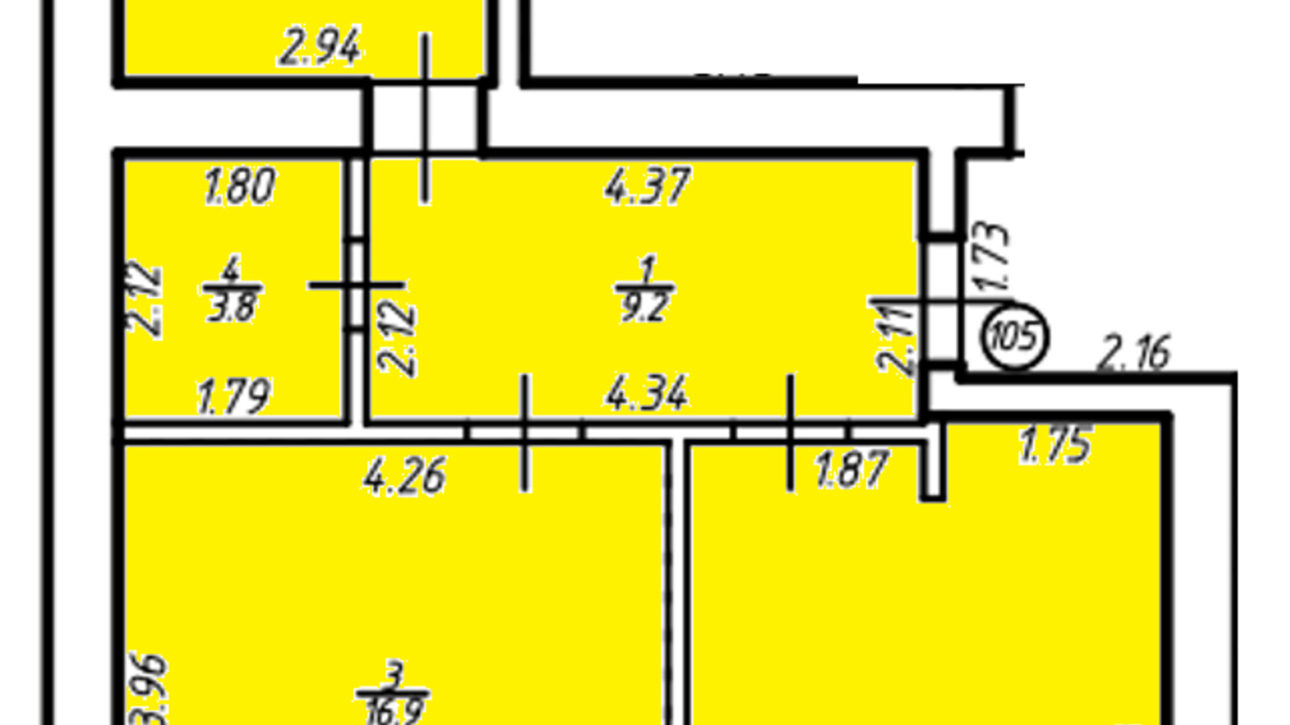 Планування 2-кімнатної квартири в ЖК Квартал Галицький 68.5 м², фото 450115