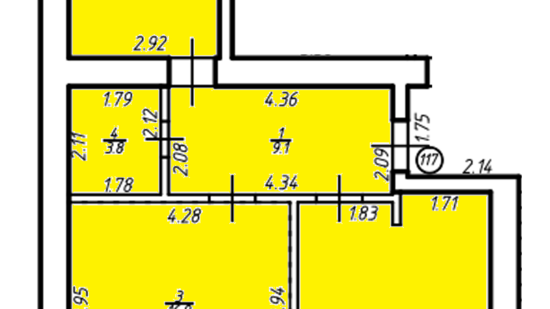 Планировка 2-комнатной квартиры в ЖК Квартал Галицкий 68.2 м², фото 450116