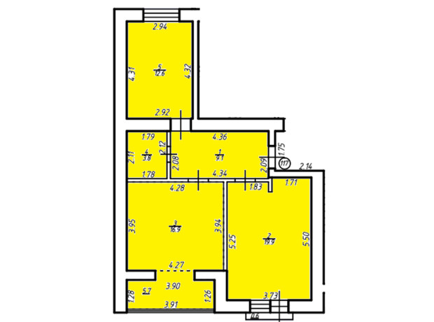 ЖК Квартал Галицкий: планировка 2-комнатной квартиры 68.2 м²