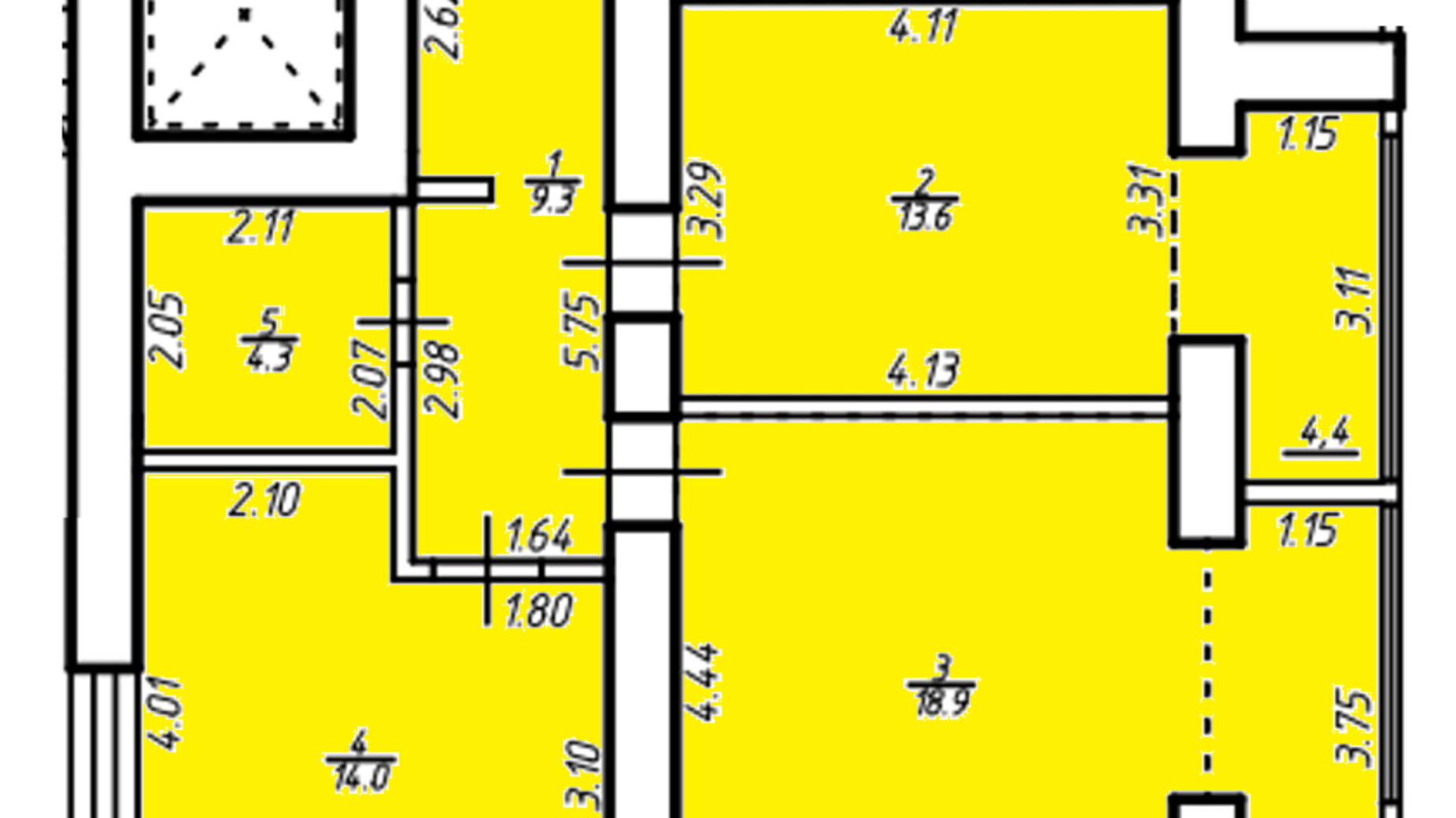 Планування 2-кімнатної квартири в ЖК Квартал Галицький 69.4 м², фото 450143