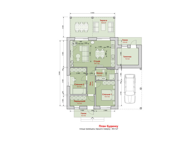 КГ Новая Александровка: планировка 2-комнатной квартиры 60 м²