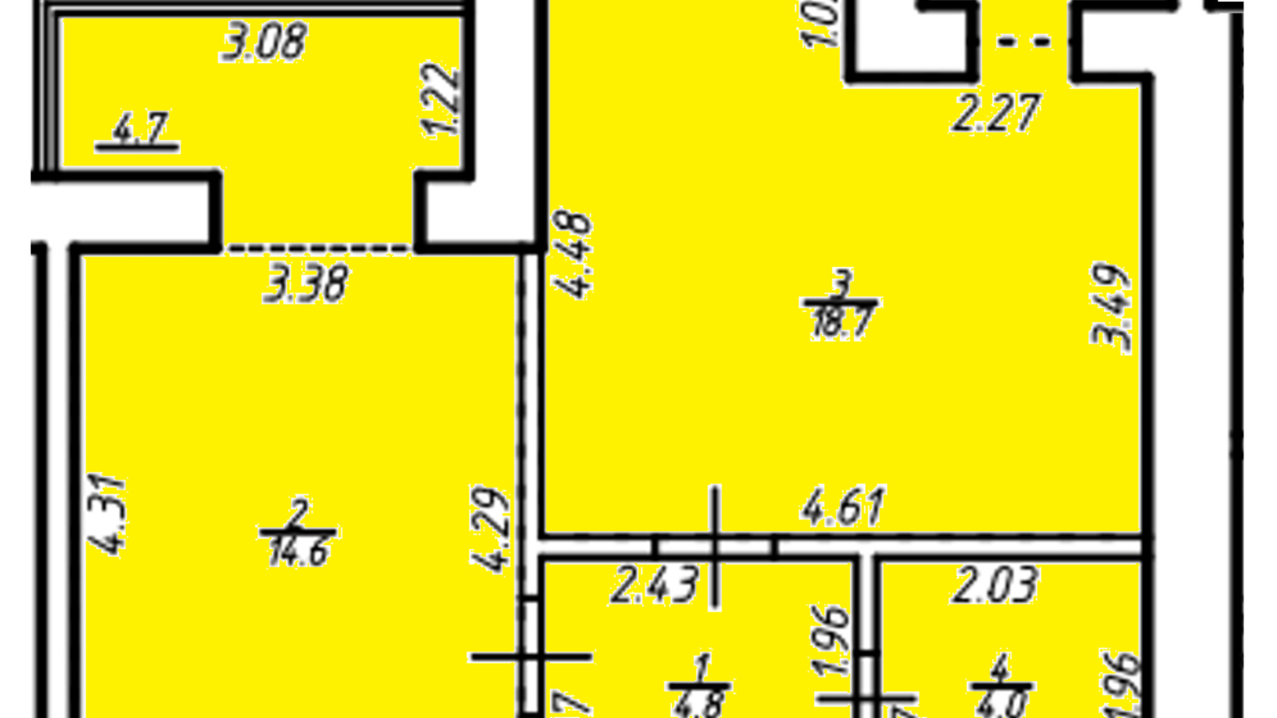 Планування 1-кімнатної квартири в ЖК Квартал Галицький 48.7 м², фото 450209