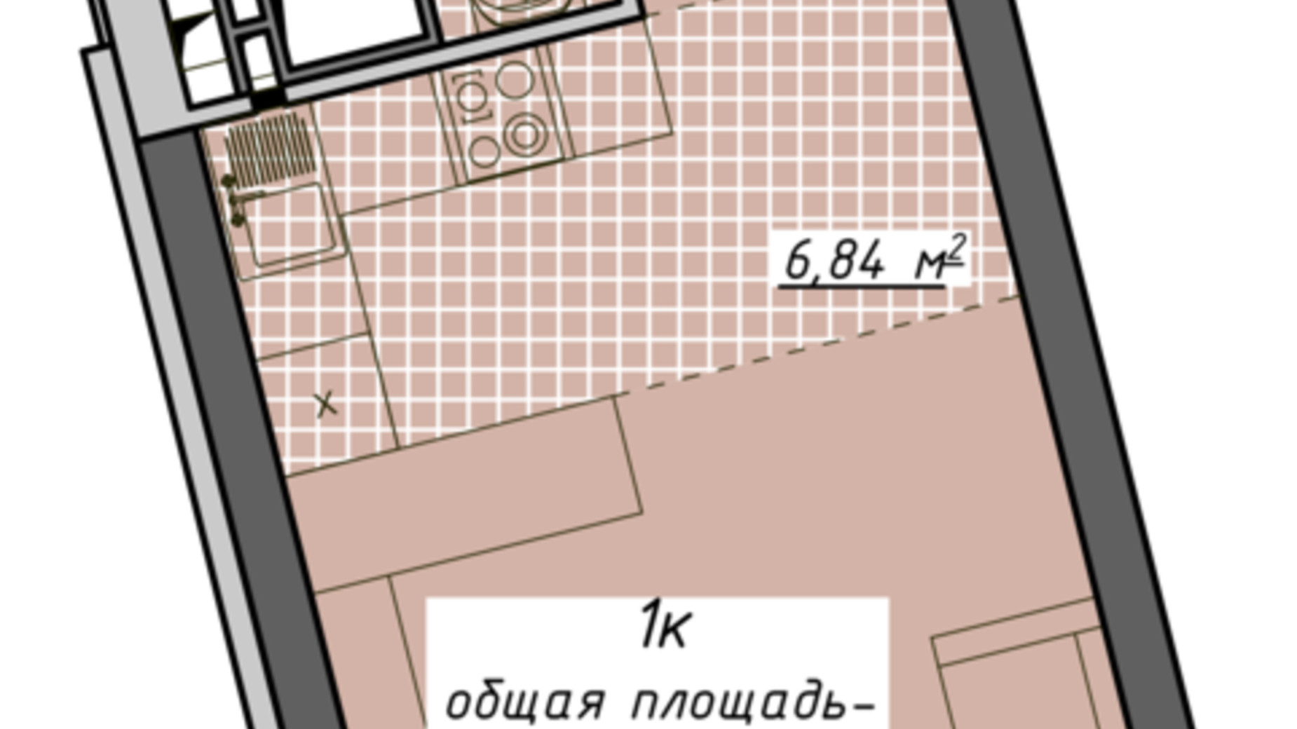 Планировка квартиры студии в ЖК Атмосфера 29.87 м², фото 450622