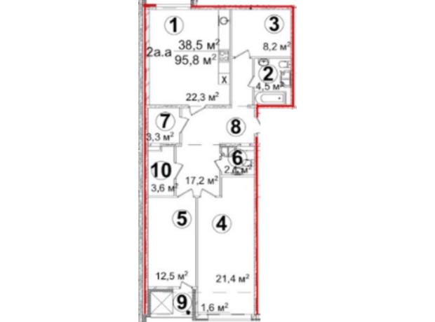 ЖК А12 на Симоненка: планування 3-кімнатної квартири 95 м²