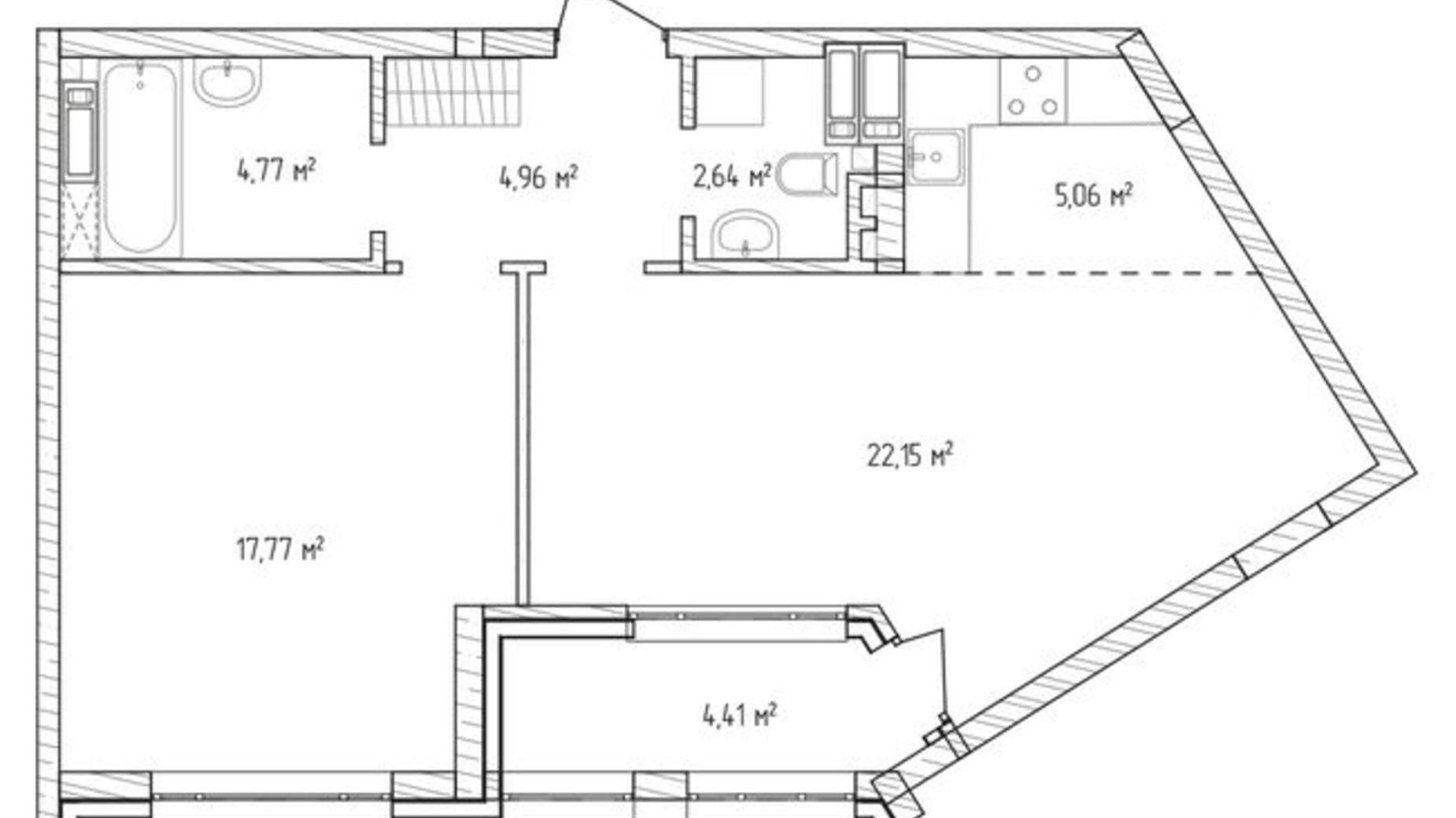 Планировка 2-комнатной квартиры в ЖК Krona Park 2 62.06 м², фото 450993