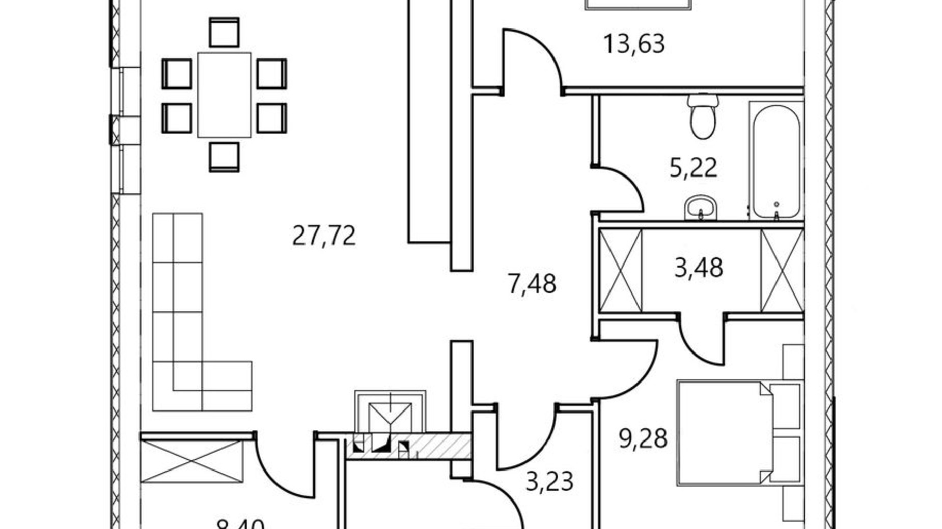 Планировка коттеджа в КГ Уютный дом 87 м², фото 451571