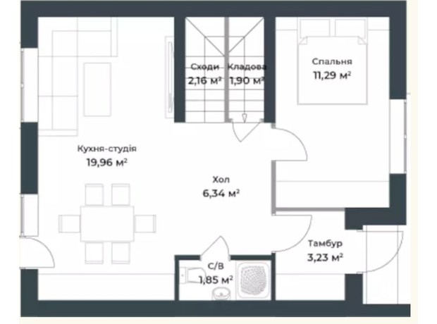 КГ Idilika Home: планировка 4-комнатной квартиры 95.5 м²
