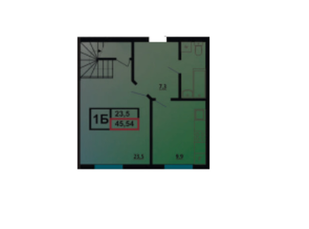 ЖК ЛесSky: планування 1-кімнатної квартири 45.54 м²