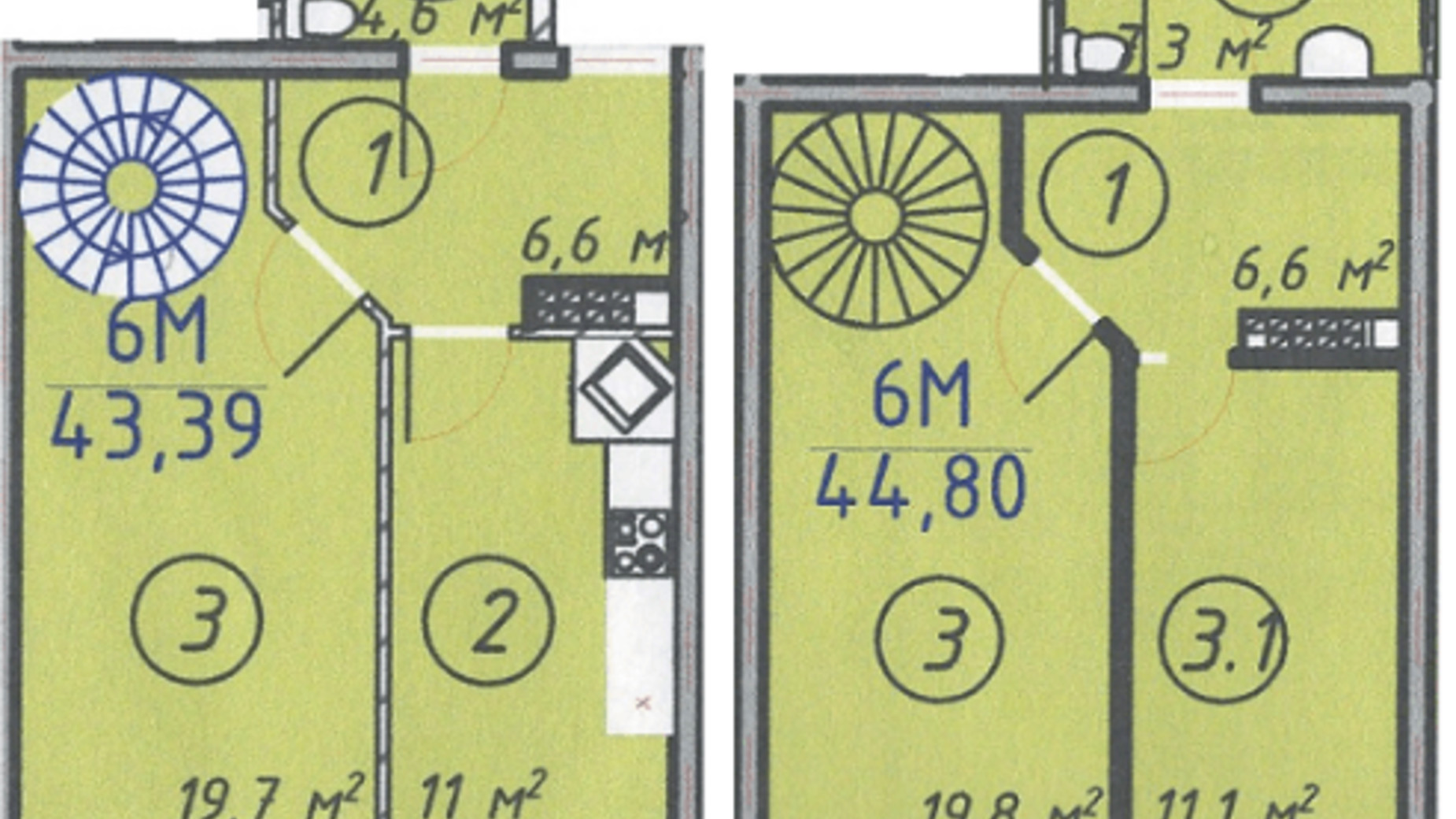 Планування багато­рівневої квартири в ЖК ЛесSky 88.19 м², фото 453185