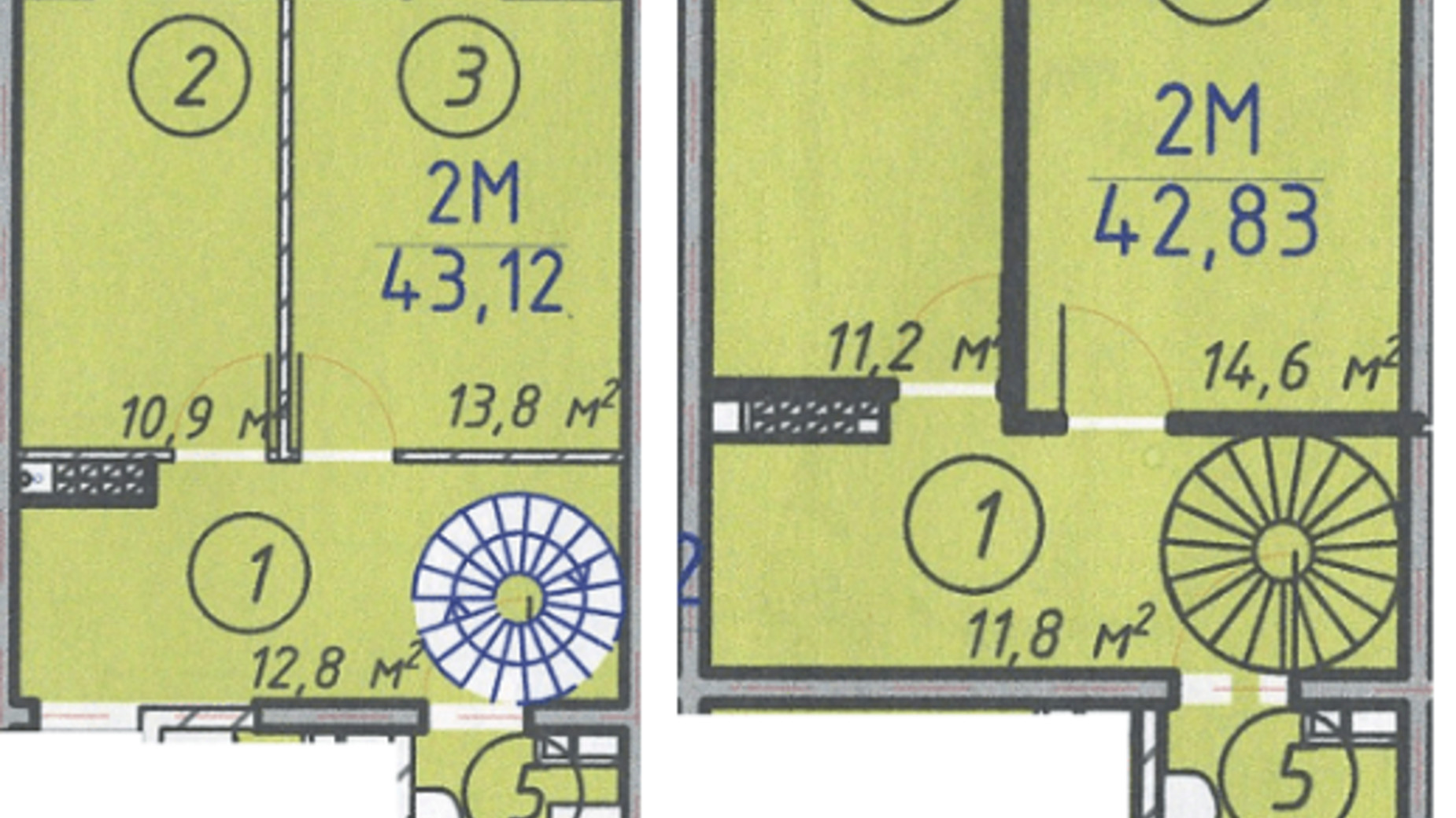 Планування багато­рівневої квартири в ЖК ЛесSky 85.95 м², фото 453198