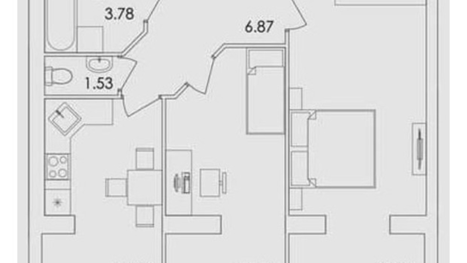 Планування 2-кімнатної квартири в ЖК Green Village 60.45 м², фото 453611