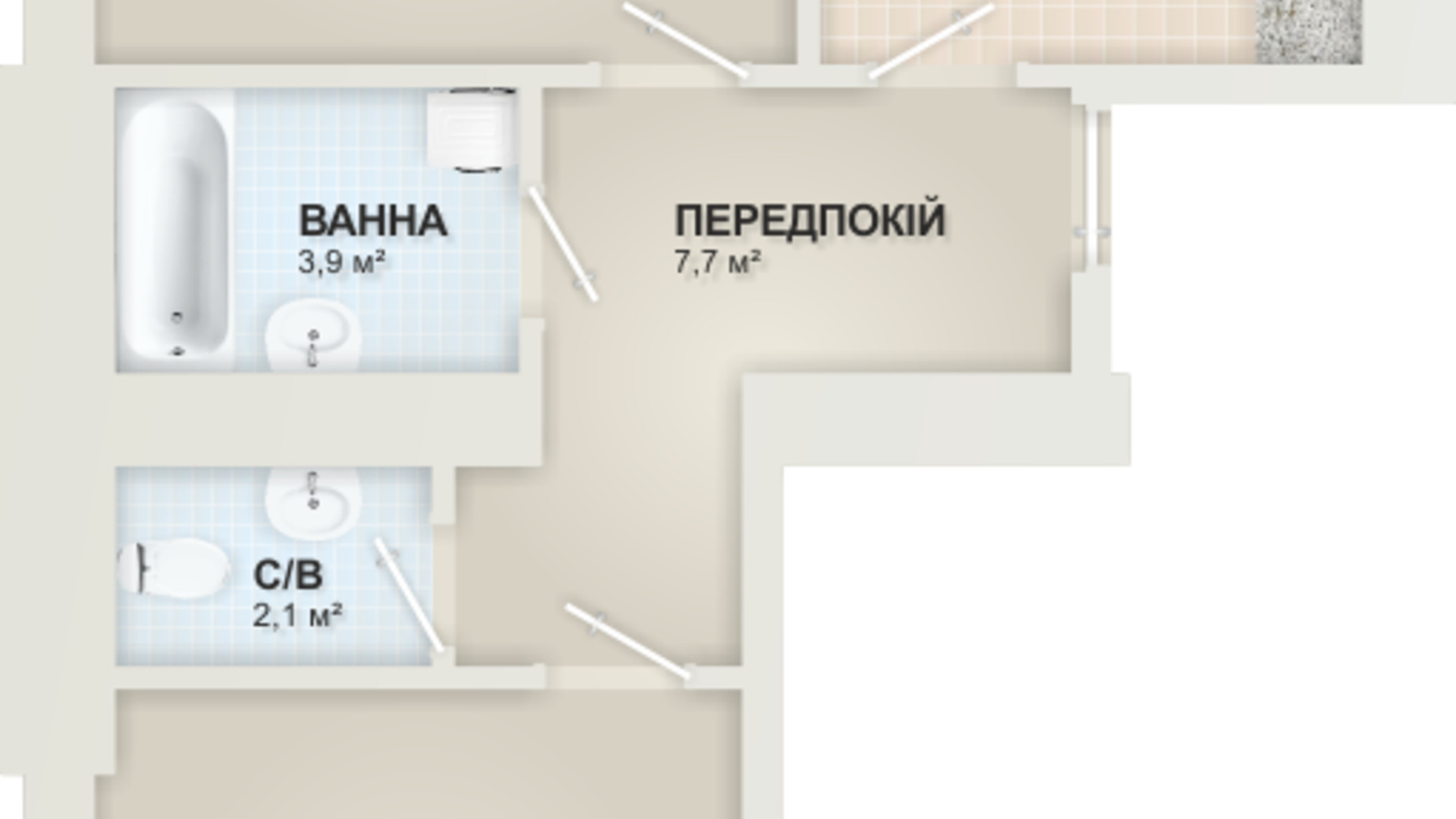 Планировка 2-комнатной квартиры в ЖК Містечко Козацьке 72.1 м², фото 453667