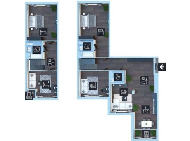 ЖК Новопечерська Вежа: планування 5-кімнатної квартири 195.3 м²