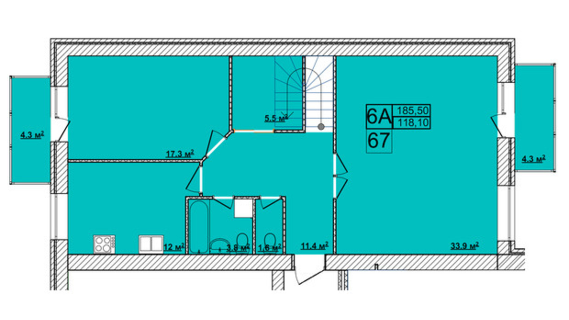 Планировка много­уровневой квартиры в ЖК Turkish City 180.6 м², фото 454375