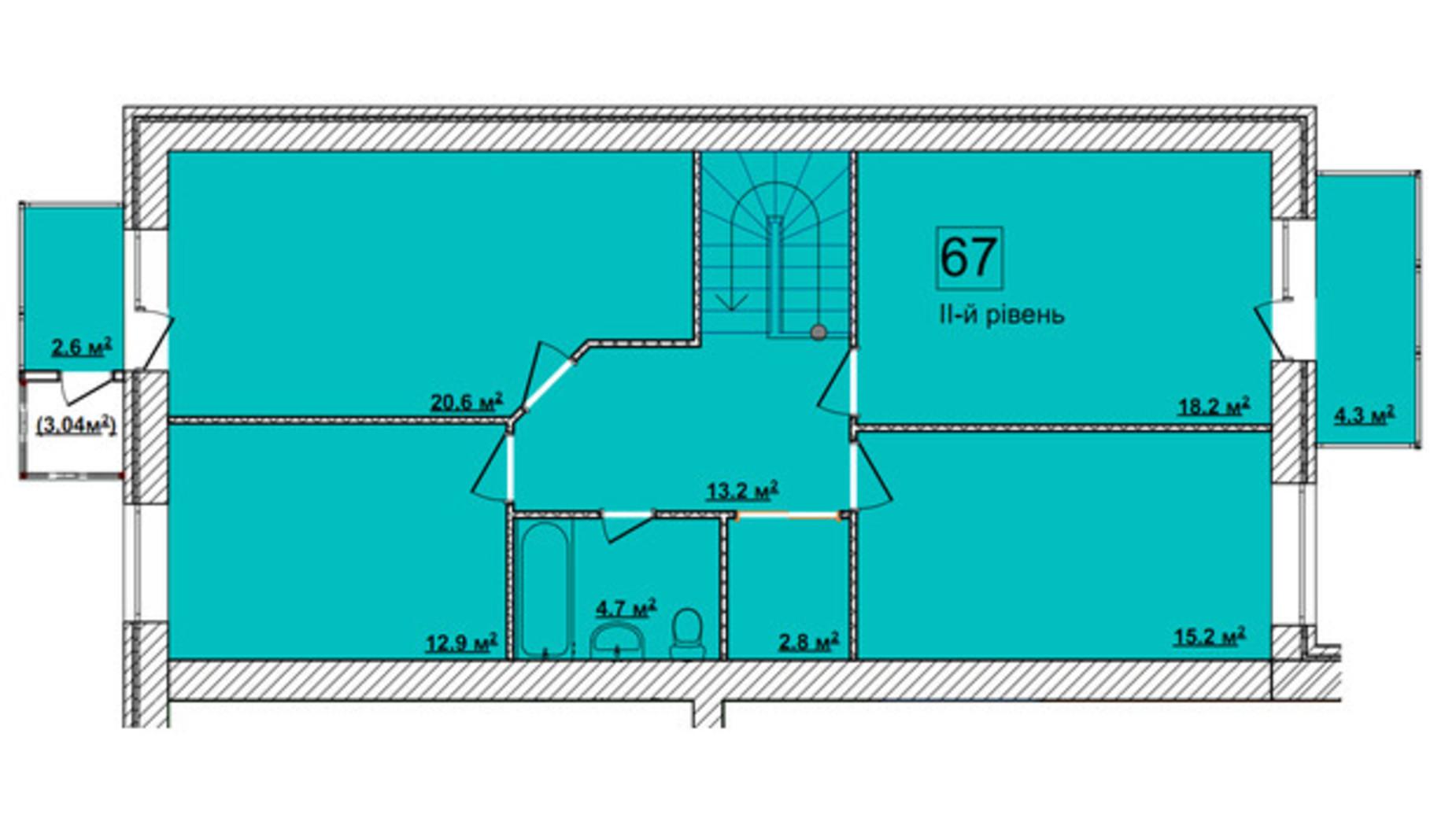 Планування багато­рівневої квартири в ЖК Turkish City 180.6 м², фото 454377