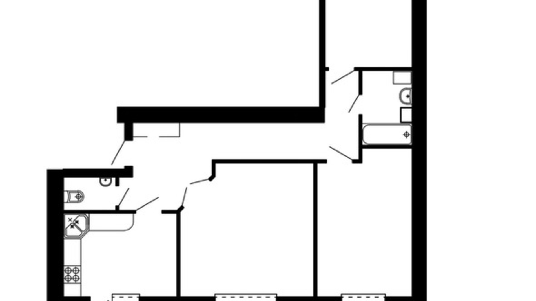 Планировка 3-комнатной квартиры в ЖК Острозький 83.6 м², фото 454470