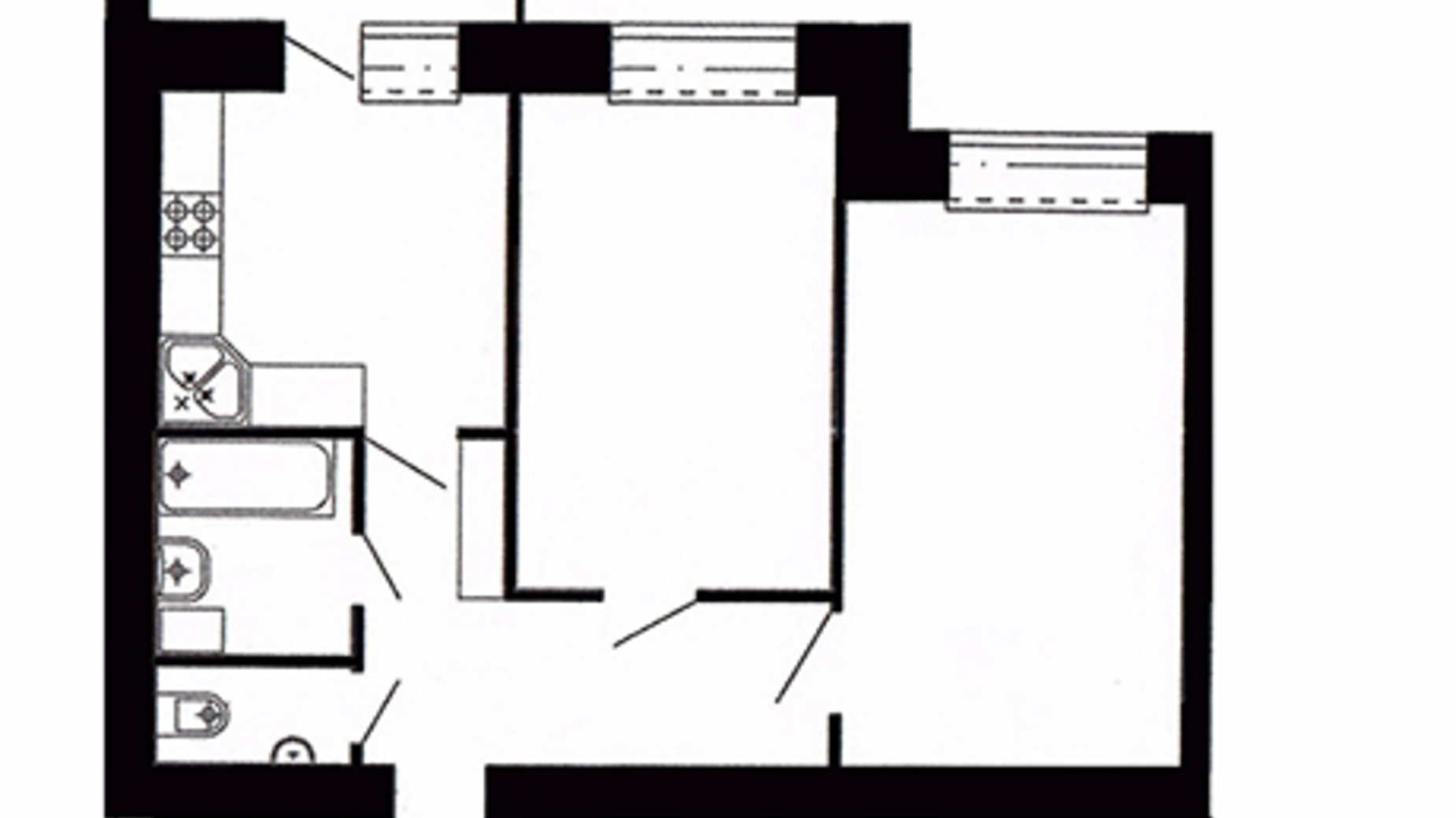 Планировка 2-комнатной квартиры в ЖК Острозький 58.42 м², фото 454471