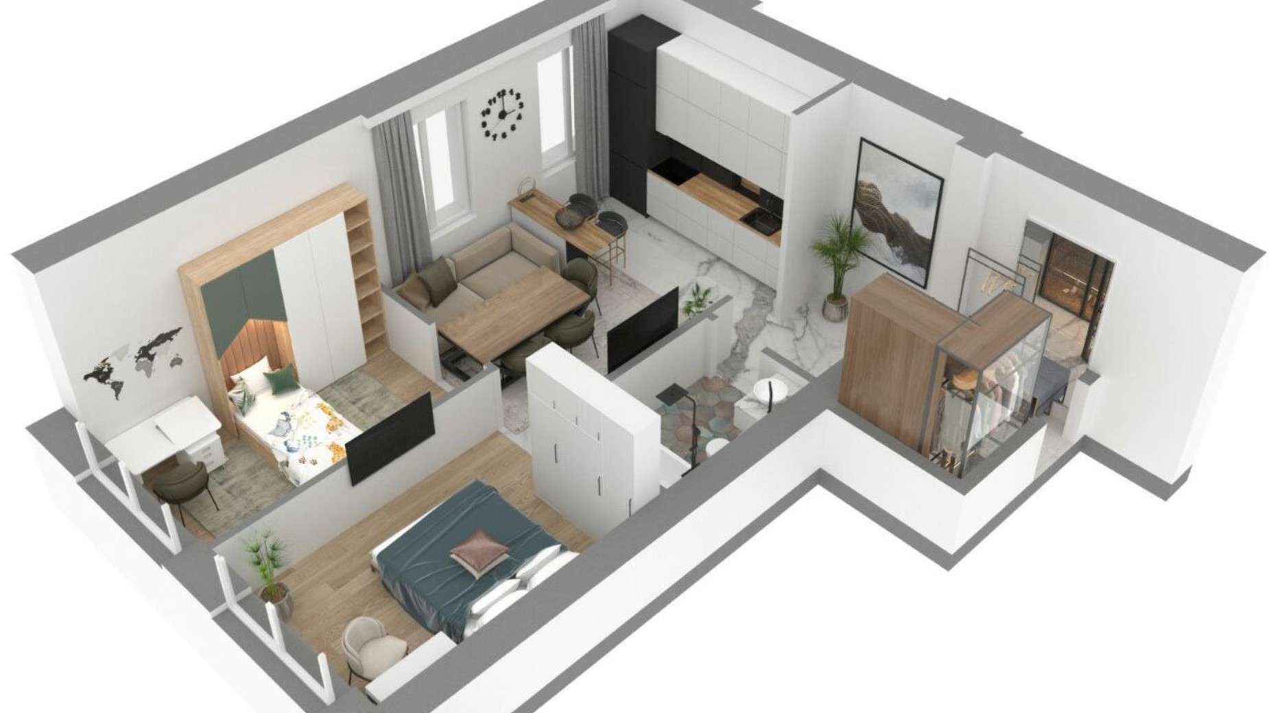 Планировка 1-комнатной квартиры в ЖК Прага Lux 55 м², фото 454533