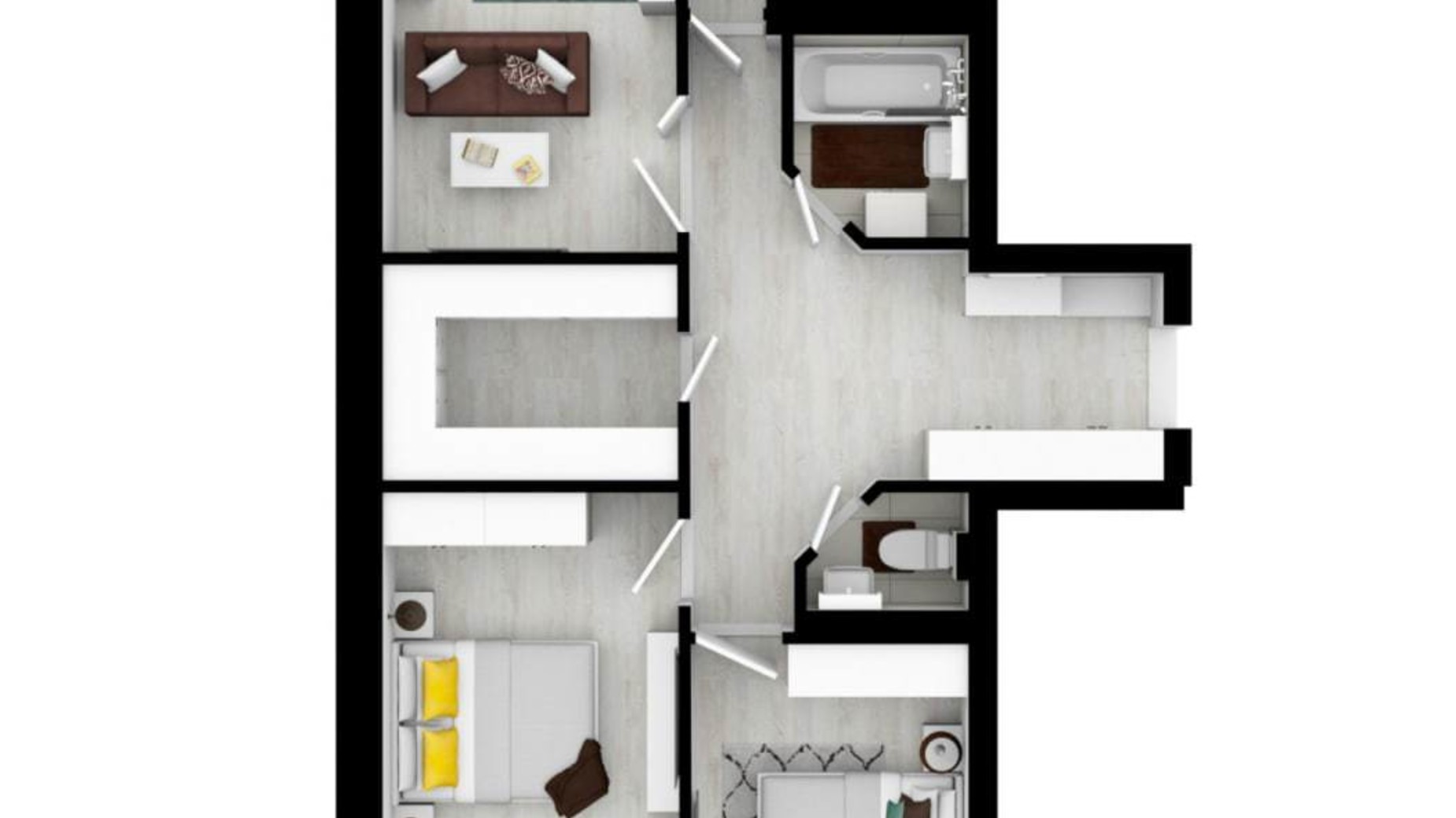 Планировка 3-комнатной квартиры в ЖК Sweet Perlyna 77.84 м², фото 454912