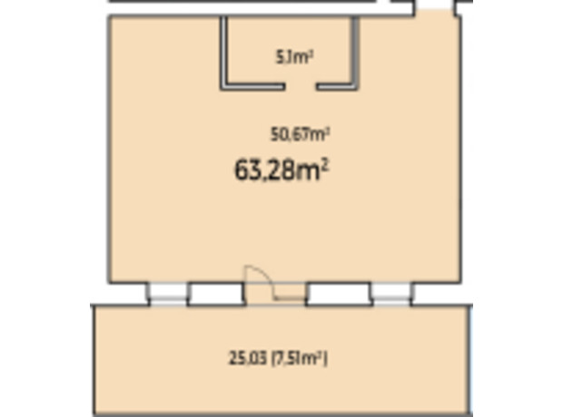 ЖК StyleUP: свободная планировка квартиры 63.28 м²