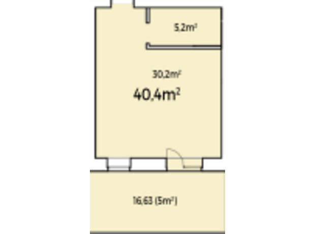 ЖК StyleUP: свободная планировка квартиры 40.4 м²