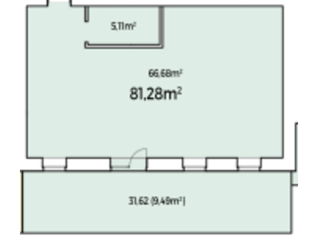 ЖК StyleUP: свободная планировка квартиры 81.28 м²