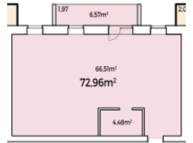 ЖК StyleUP: свободная планировка квартиры 72.96 м²