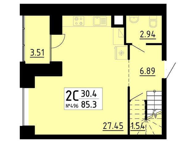 ЖК Кольоровий: планировка 2-комнатной квартиры 85.3 м²