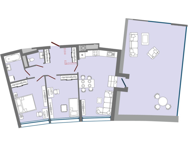 ЖК Greenville Park Lviv: планировка 2-комнатной квартиры 87.53 м²