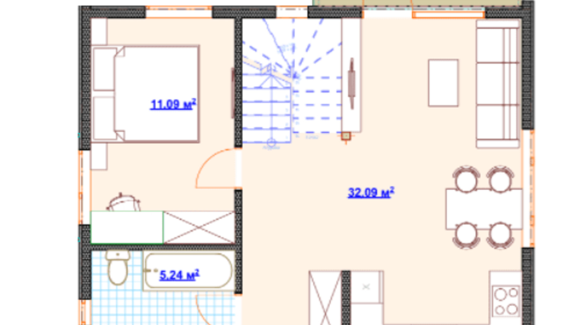 Планировка коттеджа в КГ Hausplusland Залесье 108.62 м², фото 460735